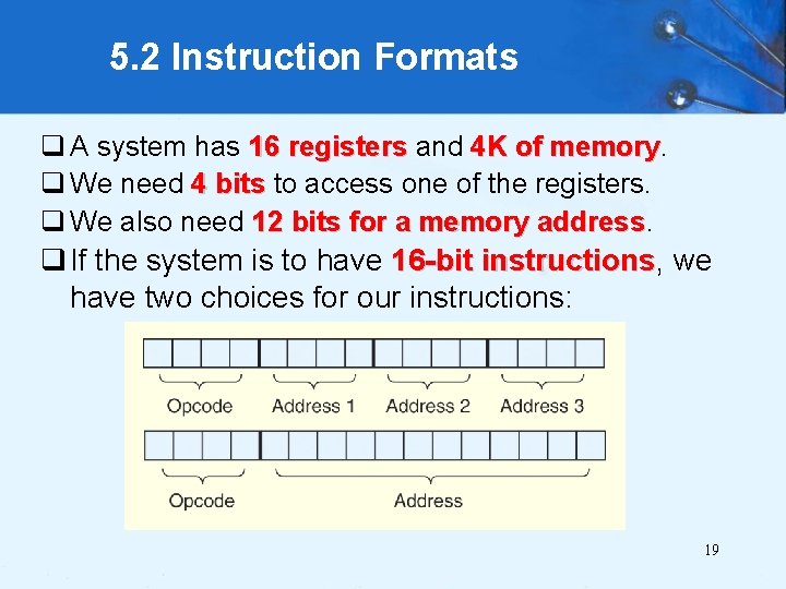 5. 2 Instruction Formats q A system has 16 registers and 4 K of