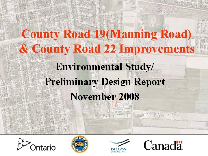 County Road 19(Manning Road) & County Road 22 Improvements Environmental Study/ Preliminary Design Report