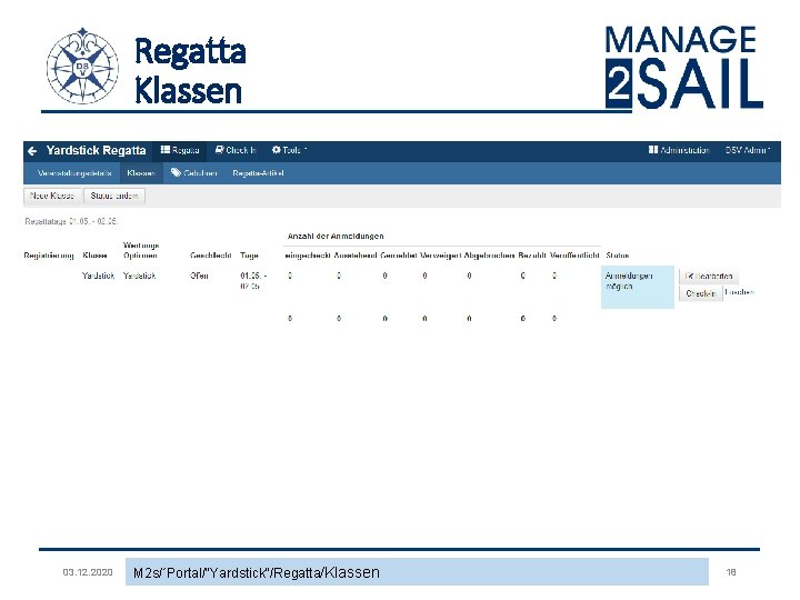 Regatta Klassen 03. 12. 2020 M 2 s/´Portal/"Yardstick"/Regatta/Klassen 18 