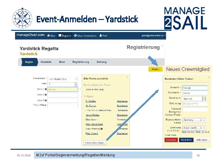 Event-Anmelden – Yardstick Neues Crewmitglied 03. 12. 2020 M 2 s/´Portal/Segleranmeldung/Regatten/Meldung 32 