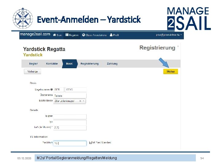 Event-Anmelden – Yardstick 03. 12. 2020 M 2 s/´Portal/Segleranmeldung/Regatten/Meldung 34 