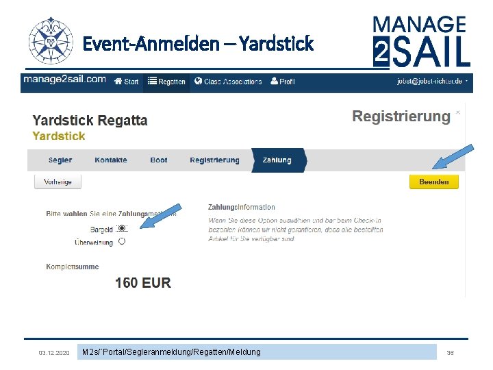 Event-Anmelden – Yardstick 03. 12. 2020 M 2 s/´Portal/Segleranmeldung/Regatten/Meldung 36 