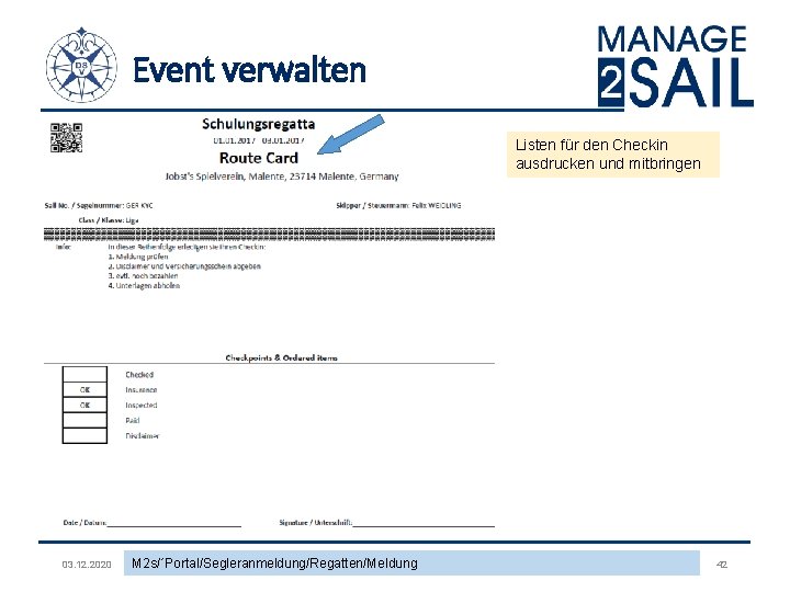 Event verwalten Listen für den Checkin ausdrucken und mitbringen 03. 12. 2020 M 2