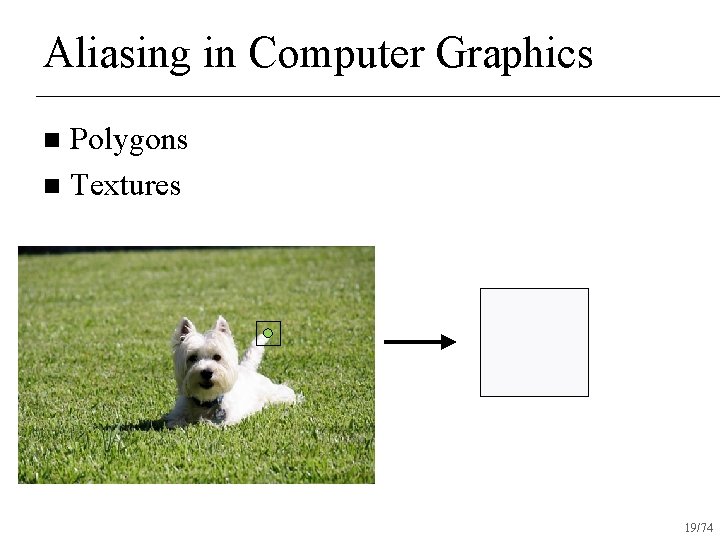 Aliasing in Computer Graphics Polygons n Textures n 19/74 