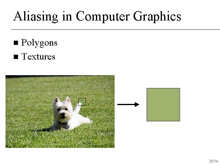 Aliasing in Computer Graphics Polygons n Textures n 20/74 