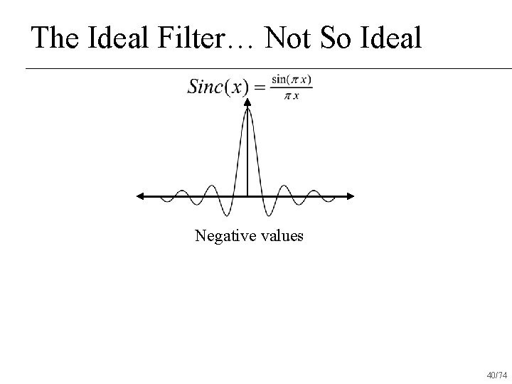 The Ideal Filter… Not So Ideal Negative values 40/74 
