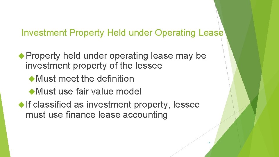 Investment Property Held under Operating Lease Property held under operating lease may be investment