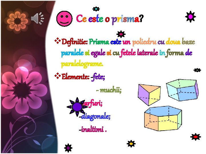  Ce este o prisma? v. Definitie: Prisma este un poliedru cu doua baze