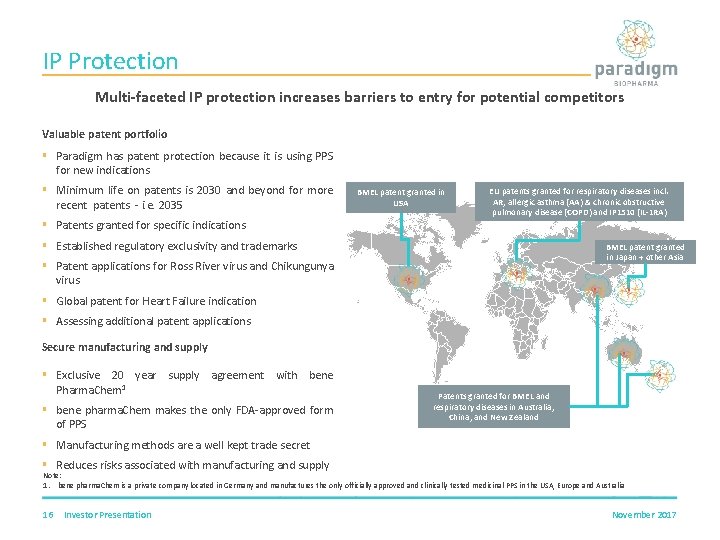 IP Protection Multi-faceted IP protection increases barriers to entry for potential competitors Valuable patent