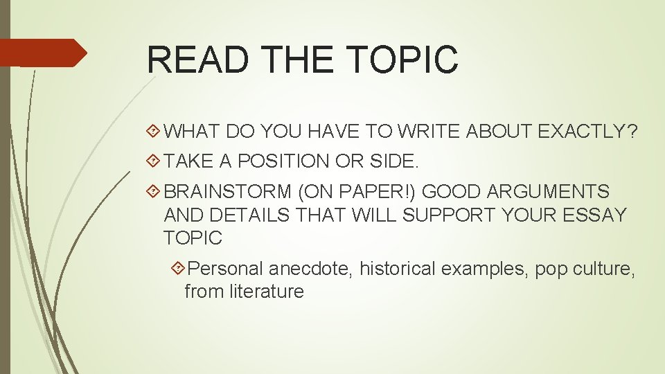 READ THE TOPIC WHAT DO YOU HAVE TO WRITE ABOUT EXACTLY? TAKE A POSITION