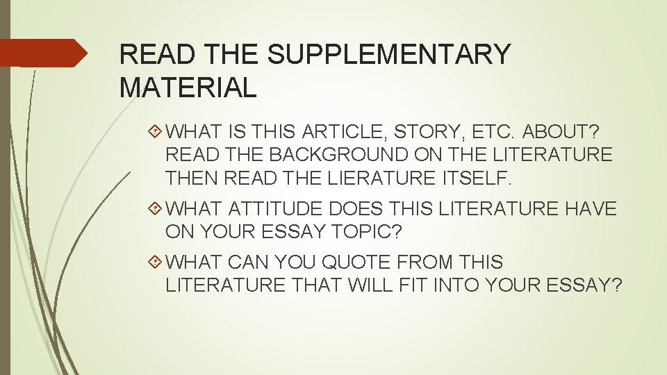 READ THE SUPPLEMENTARY MATERIAL WHAT IS THIS ARTICLE, STORY, ETC. ABOUT? READ THE BACKGROUND