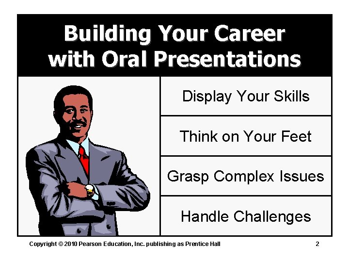 Building Your Career with Oral Presentations Display Your Skills Think on Your Feet Grasp