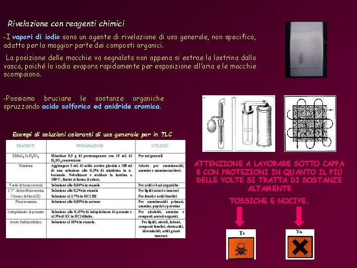 Rivelazione con reagenti chimici -I vapori di iodio sono un agente di rivelazione di Rivelazione con reagenti chimici -I vapori di iodio sono un agente di rivelazione di
