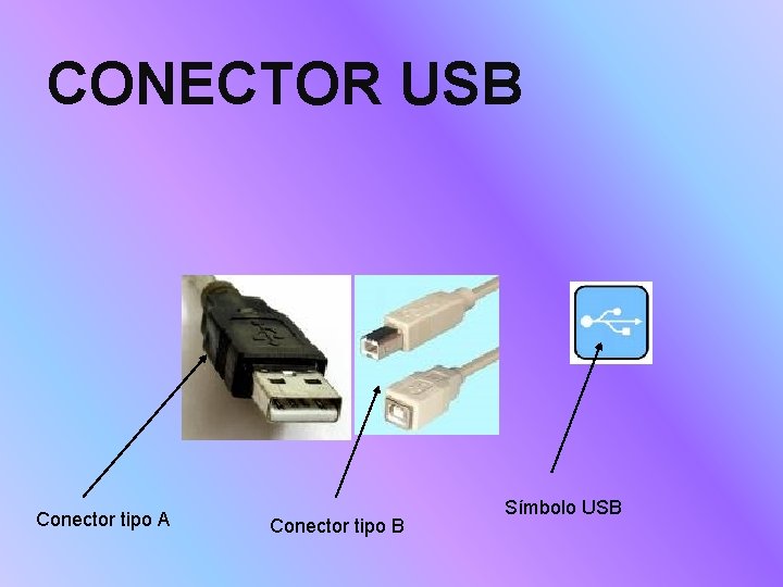 CONECTOR USB Conector tipo A Conector tipo B Símbolo USB 