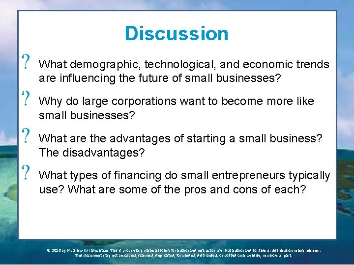 Discussion ? ? What demographic, technological, and economic trends are influencing the future of