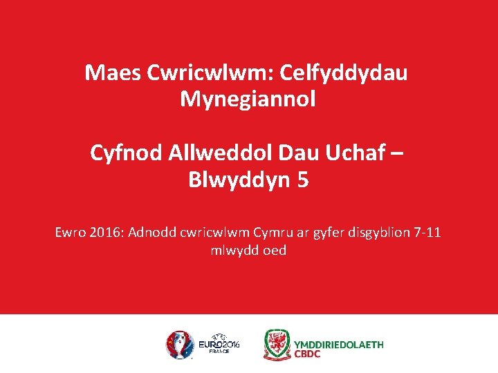 Maes Cwricwlwm: Celfyddydau Mynegiannol Cyfnod Allweddol Dau Uchaf – Blwyddyn 5 Ewro 2016: Adnodd