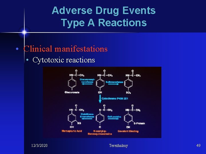 Adverse Drug Events Type A Reactions • Clinical manifestations • Cytotoxic reactions 12/3/2020 Terezhalmy