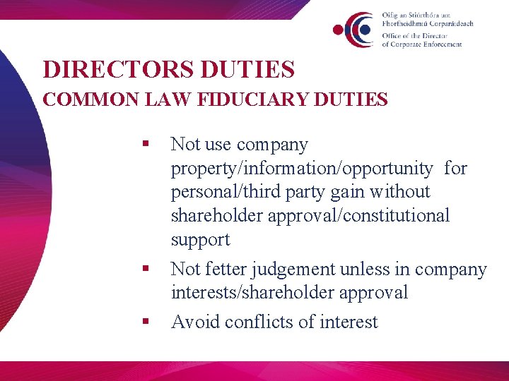 Roles And Responsibilities Of Company Directors Presentation To