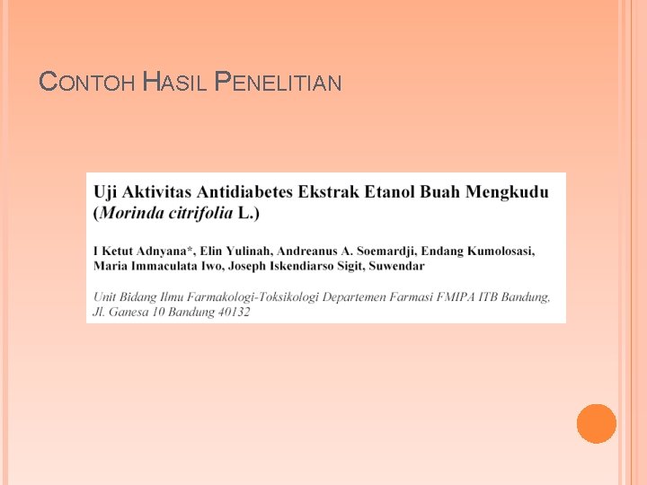 CONTOH HASIL PENELITIAN 