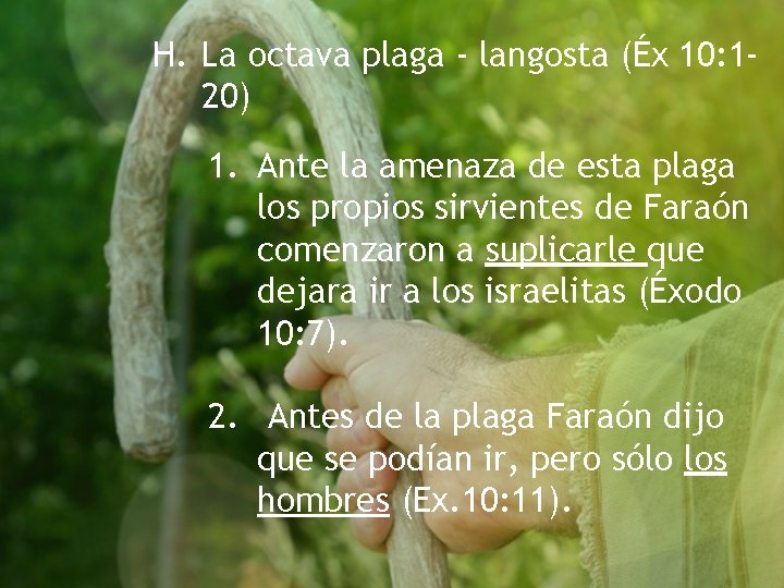 H. La octava plaga - langosta (Éx 10: 120) 1. Ante la amenaza de