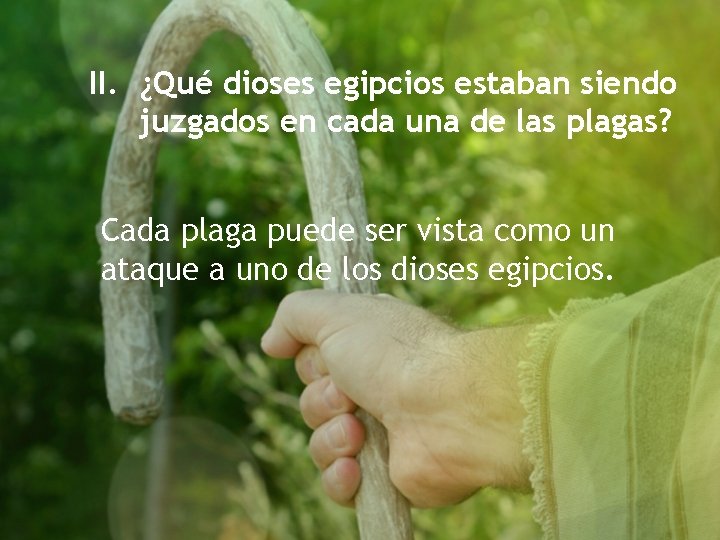 II. ¿Qué dioses egipcios estaban siendo juzgados en cada una de las plagas? Cada II. ¿Qué dioses egipcios estaban siendo juzgados en cada una de las plagas? Cada