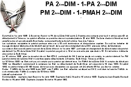PA 2ème. DIM - 1 er. PA 2ème. DIM PM 2ème. DIM - 1