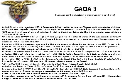 GAOA 3 (Groupement d’Aviation d’observation d’artillerie) ( Le GAOA 3 est créé le 1