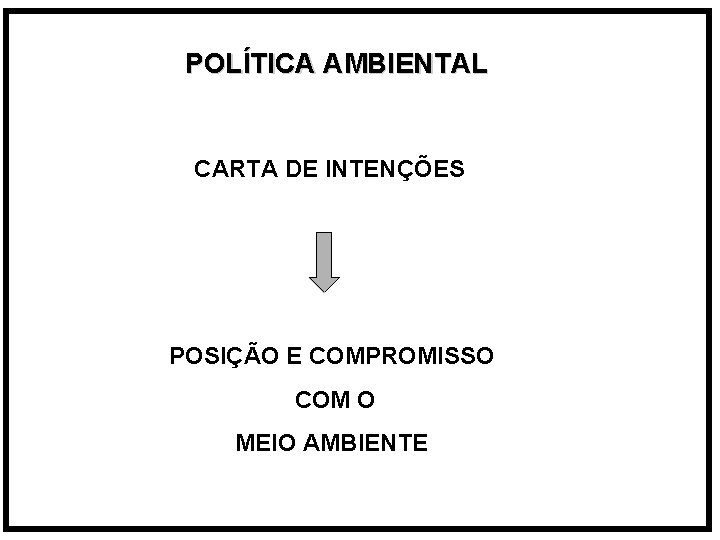 POLÍTICA AMBIENTAL CARTA DE INTENÇÕES POSIÇÃO E COMPROMISSO COM O MEIO AMBIENTE 