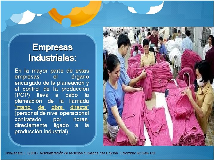 Empresas Industriales: En la mayor parte de estas empresas el órgano encargado de la