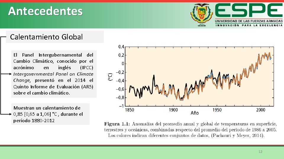 Antecedentes Calentamiento Global El Panel Intergubernamental del Cambio Climático, conocido por el acrónimo en