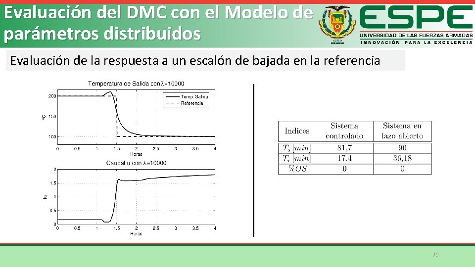 Evaluación del DMC con el Modelo de parámetros distribuidos Evaluación de la respuesta a