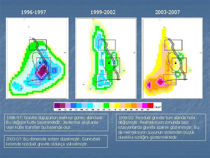 1996 -1997 1999 -2002 1996 -97: Gravite düşüşünün merkezi güney alandadır. Bu değişim kütle