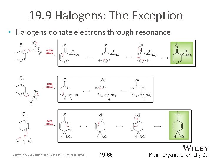 19. 9 Halogens: The Exception • Halogens donate electrons through resonance Copyright © 2015