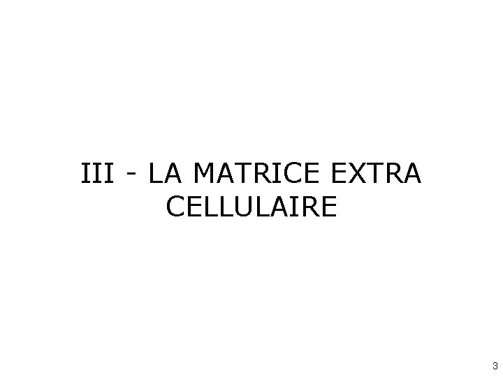 III - LA MATRICE EXTRA CELLULAIRE 3 
