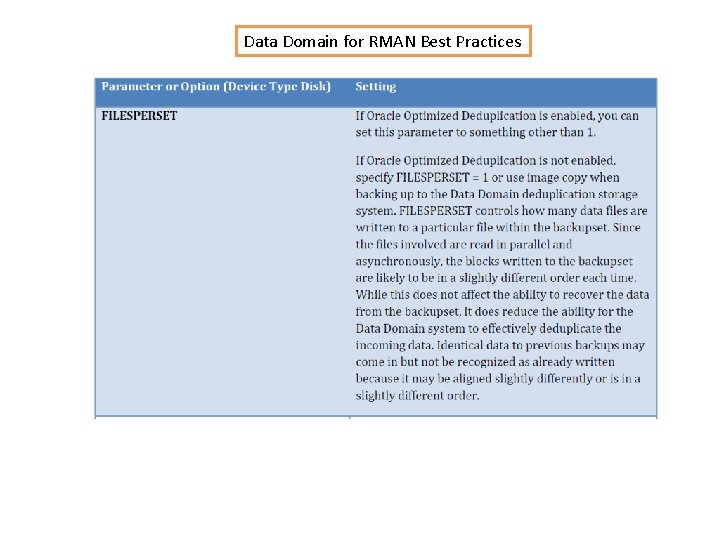 Data Domain for RMAN Best Practices 