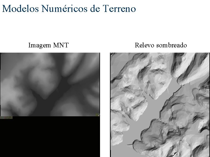 Modelos Numéricos de Terreno Imagem MNT Relevo sombreado 