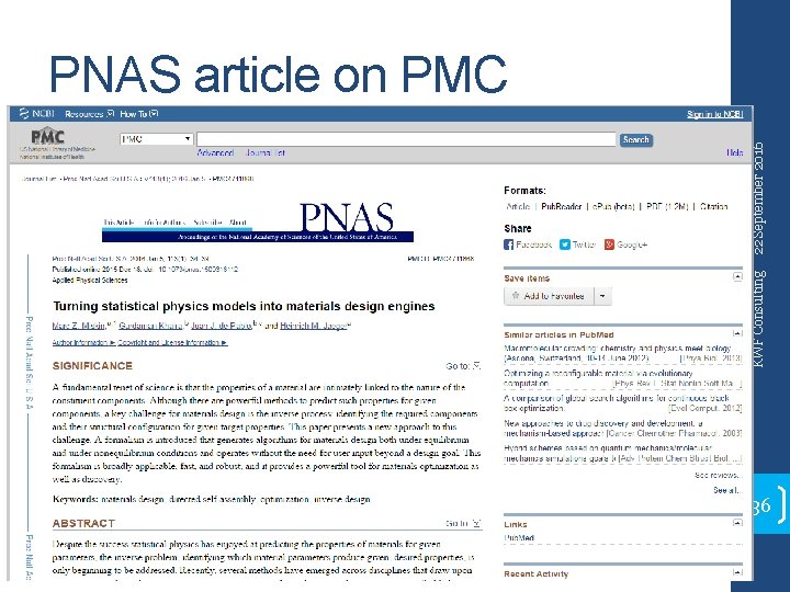 KWF Consulting 22 September 2016 PNAS article on PMC 36 