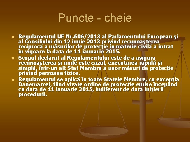 Puncte - cheie n n n Regulamentul UE Nr. 606/2013 al Parlamentului European şi