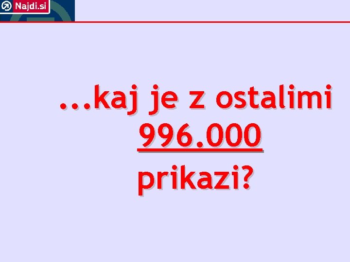 . . . kaj je z ostalimi 996. 000 prikazi? 