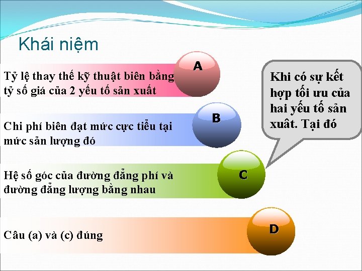 Khái niệm Tỷ lệ thay thế kỹ thuật biên bằng tỷ số giá của