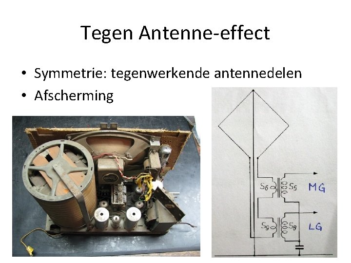 Tegen Antenne-effect • Symmetrie: tegenwerkende antennedelen • Afscherming 