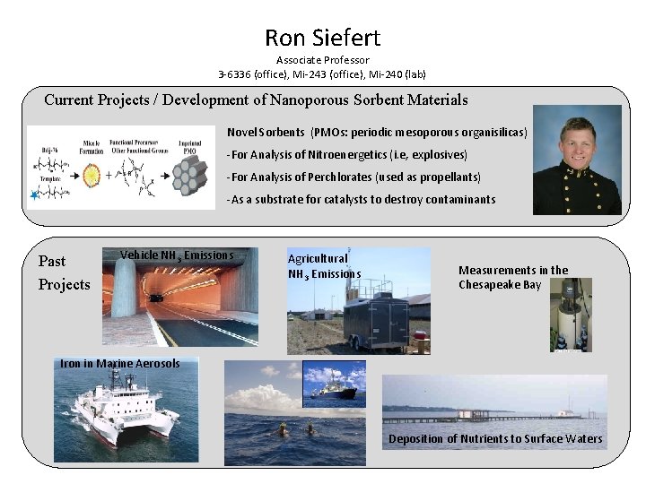 Ron Siefert Associate Professor 3 -6336 (office), Mi-243 (office), Mi-240 (lab) Current Projects /