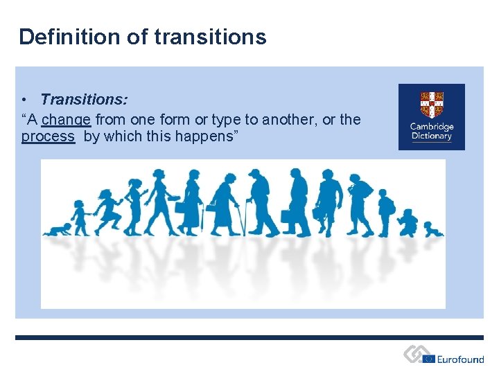 Definition of transitions • Transitions: “A change from one form or type to another, Definition of transitions • Transitions: “A change from one form or type to another,