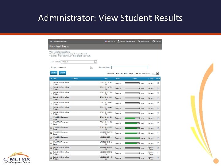 Administrator: View Student Results 