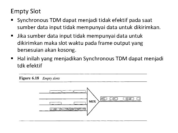 Empty Slot § Synchronous TDM dapat menjadi tidak efektif pada saat sumber data input