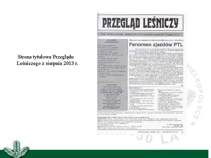  Strona tytułowa Przeglądu Leśniczego z sierpnia 2013 r. 