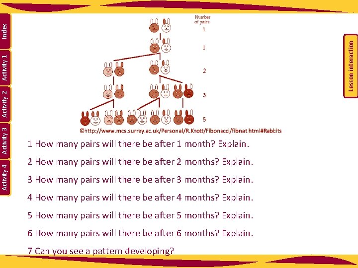 Lesson interaction Index Activity 1 Activity 2 Activity 3 Activity 4 1 How many