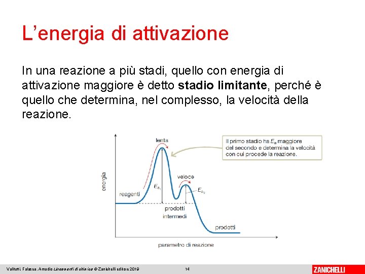 L’energia di attivazione In una reazione a più stadi, quello con energia di attivazione