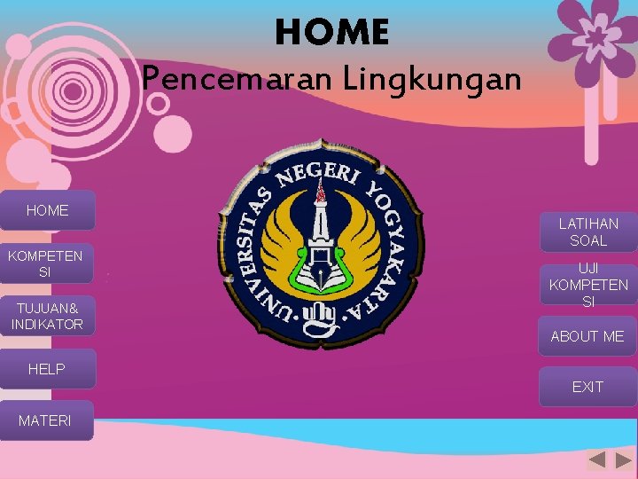 HOME Pencemaran Lingkungan HOME KOMPETEN SI TUJUAN& INDIKATOR LATIHAN SOAL UJI KOMPETEN SI ABOUT