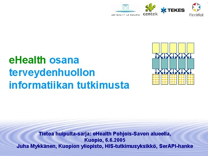 e. Health osana terveydenhuollon informatiikan tutkimusta Tietoa huipulta-sarja: e. Health Pohjois-Savon alueella, Kuopio, 6.